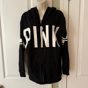 PINK Oversized Black Zipper Hoodie Size XS